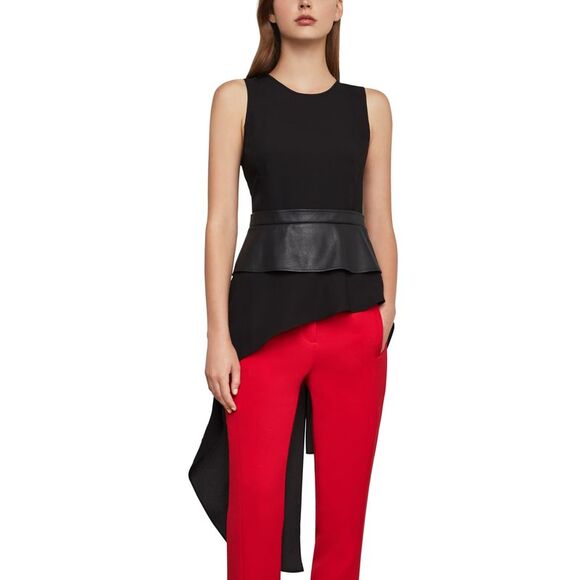 BCBGMAXAZRIA Other - Bcbgmaxazria Asymmetrical Top With Faux-Leather Trim